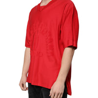 Dolce & Gabbana Red Cotton V-neck Short Sleeves T-shirt