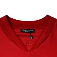 Dolce & Gabbana Red Cotton V-neck Short Sleeves T-shirt