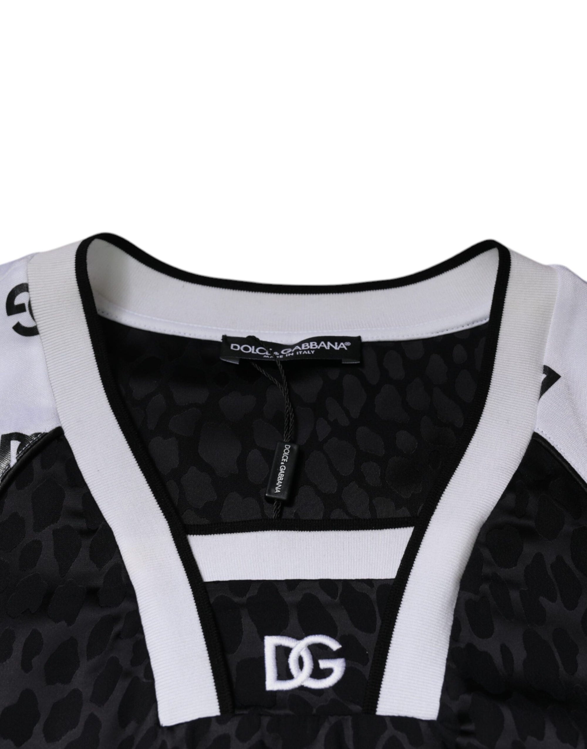 Dolce &amp; Gabbana Black White Logo Men Short Sleeves T-shirt