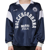 Dolce & Gabbana Blue White Milano Long Sleeve Jersey T-shirt