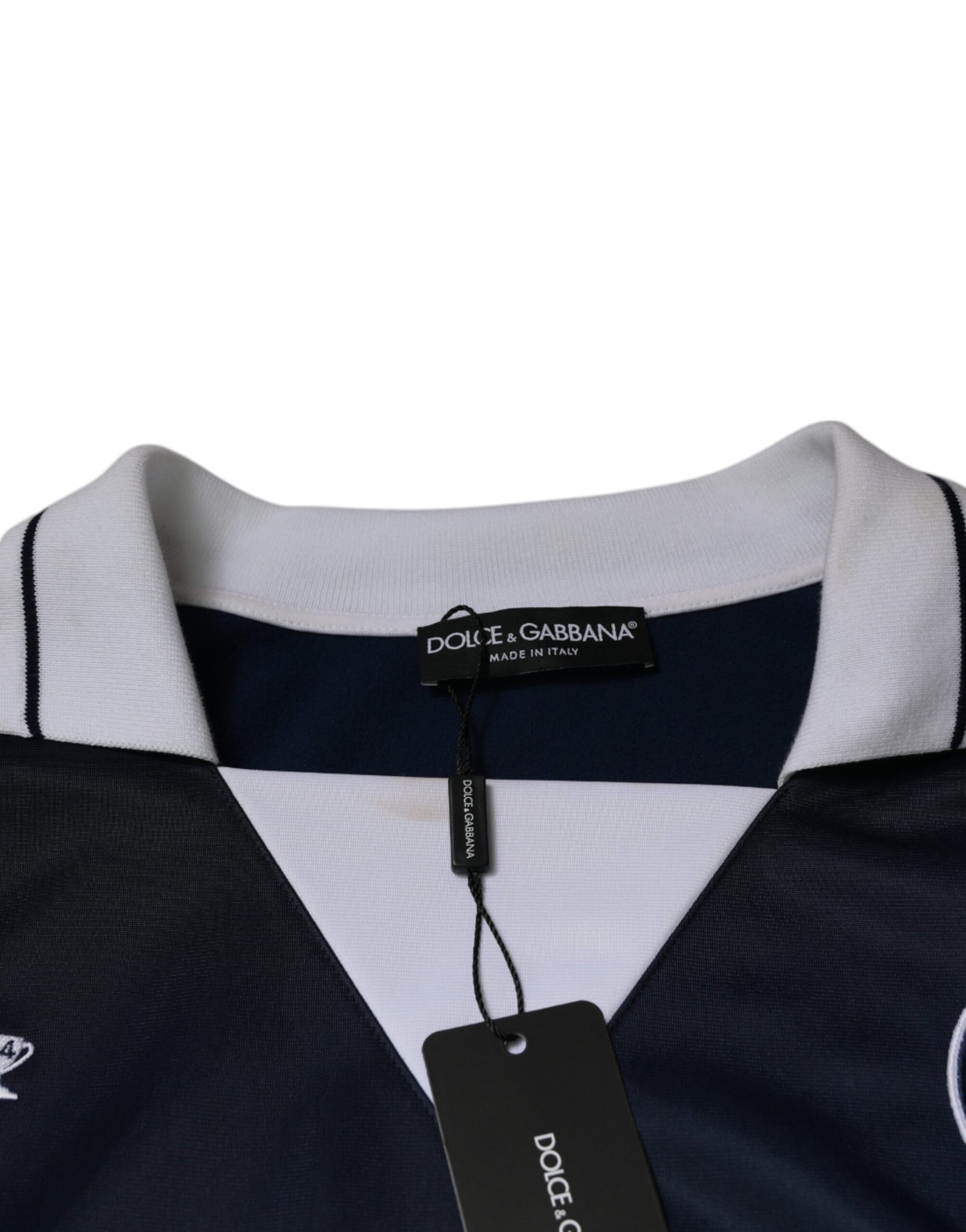 Dolce &amp; Gabbana Blue White Milano Long Sleeve Jersey T-shirt