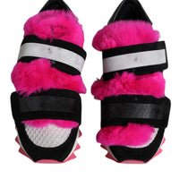 Dolce & Gabbana Black Pink Fur Embellished Sneakers Shoes