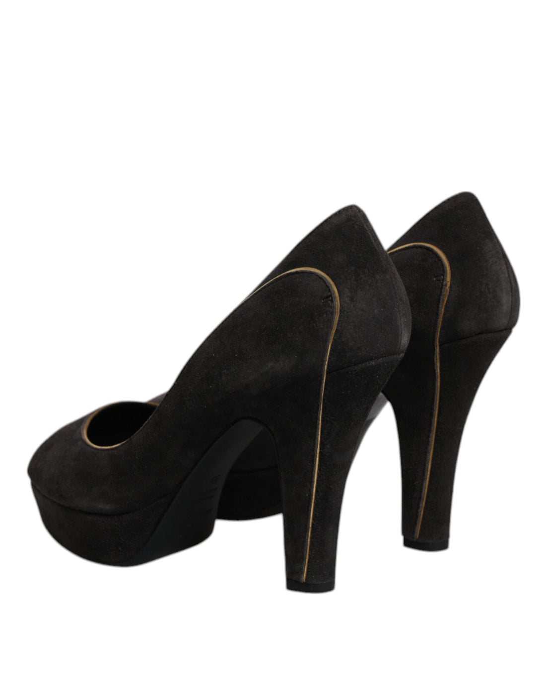 Dolce & Gabbana Black Suede Leather Platform Heels Pumps Shoes