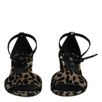 Dolce & Gabbana Gold Leopard Lurex Ankle Strap Heels Sandals Shoes