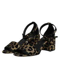 Dolce & Gabbana Gold Leopard Lurex Ankle Strap Heels Sandals Shoes