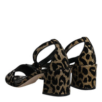 Dolce & Gabbana Gold Leopard Lurex Ankle Strap Heels Sandals Shoes