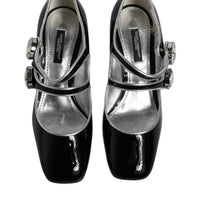 Dolce & Gabbana Black Patent Leather Crystal Mary Jane Pumps Shoes