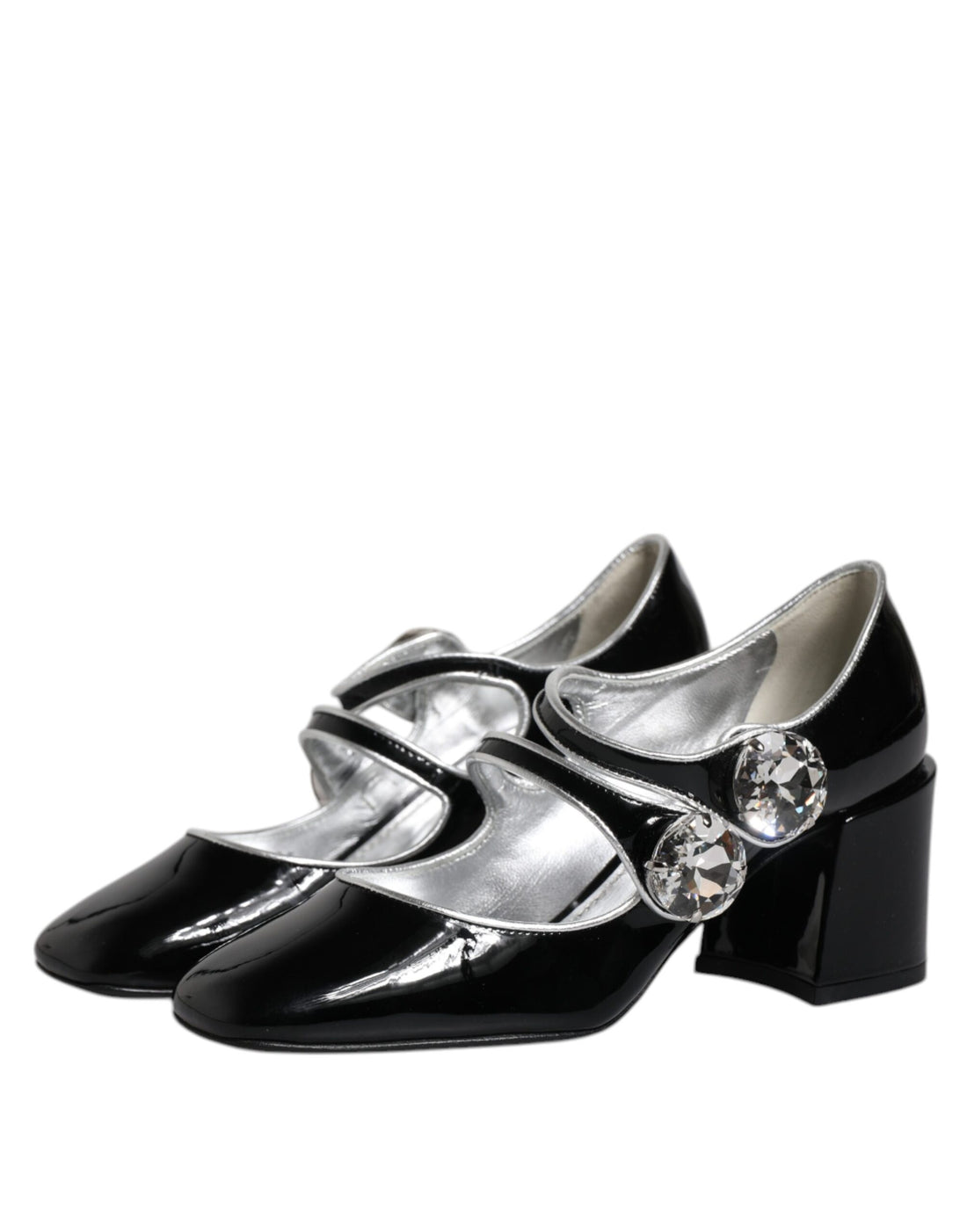 Dolce & Gabbana Black Patent Leather Crystal Mary Jane Pumps Shoes