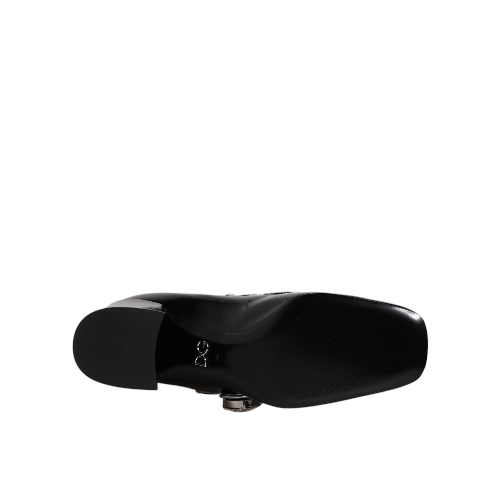 Dolce &amp; Gabbana Black Patent Leather Crystal Mary Jane Pumps Shoes