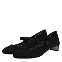 Dolce & Gabbana Black Mary Jane Taormina Lace Pumps Shoes