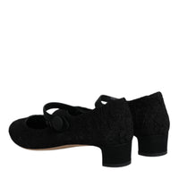 Dolce & Gabbana Black Mary Jane Taormina Lace Pumps Shoes