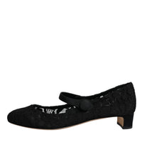 Dolce & Gabbana Black Mary Jane Taormina Lace Pumps Shoes