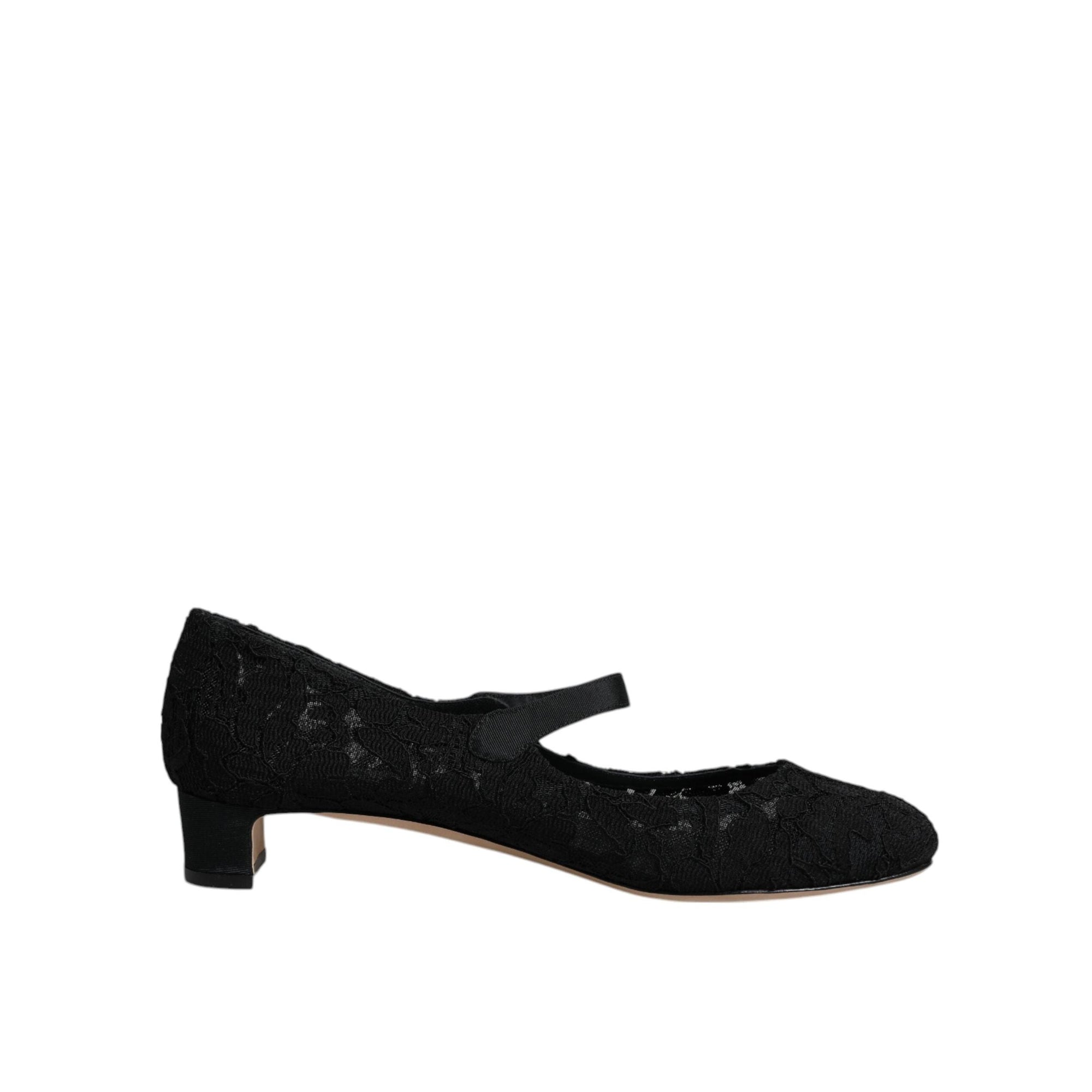 Dolce &amp; Gabbana Black Mary Jane Taormina Lace Pumps Shoes