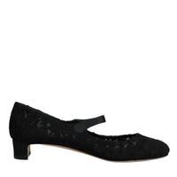 Dolce & Gabbana Black Mary Jane Taormina Lace Pumps Shoes