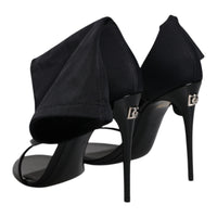 Dolce & Gabbana Black Logo Plaque Sock Style KEIRA Sandals Shoes