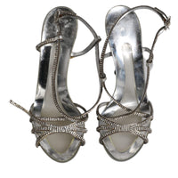 Dolce & Gabbana Silver Crystal Slingback KEIRA Sandals Shoes