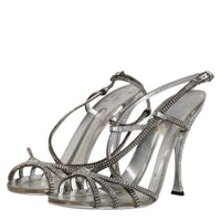 Dolce & Gabbana Silver Crystal Slingback KEIRA Sandals Shoes