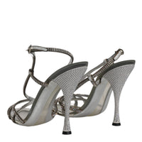 Dolce & Gabbana Silver Crystal Slingback KEIRA Sandals Shoes