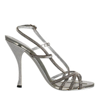 Dolce & Gabbana Silver Crystal Slingback KEIRA Sandals Shoes