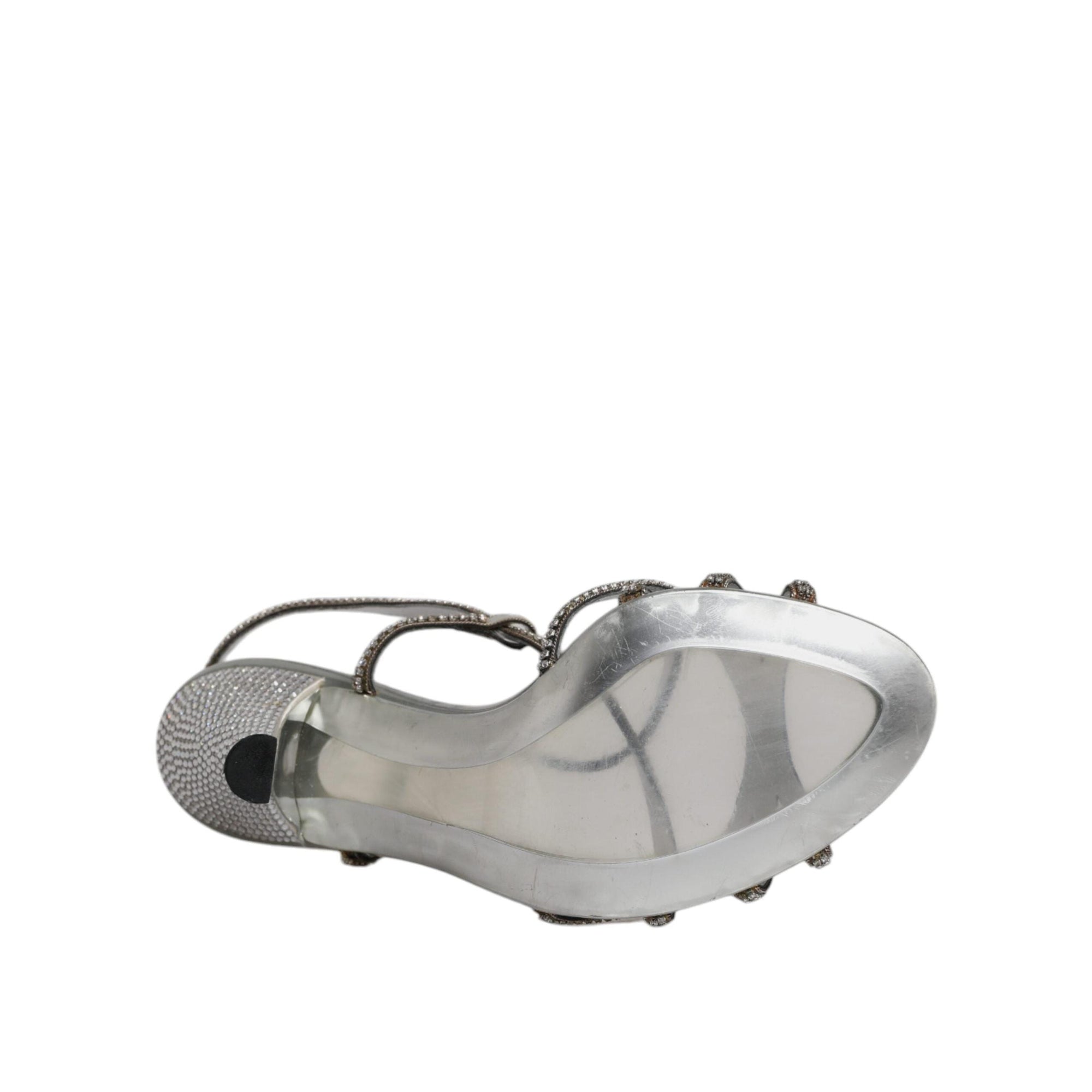 Dolce &amp; Gabbana Silver Crystal Slingback KEIRA Sandals Shoes