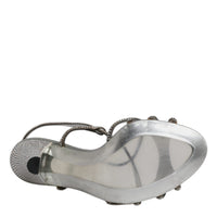 Dolce & Gabbana Silver Crystal Slingback KEIRA Sandals Shoes