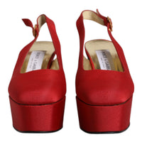 Dolce & Gabbana Red Platform Slingback Heels Sandals Shoes