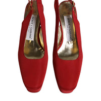 Dolce & Gabbana Red Platform Slingback Heels Sandals Shoes