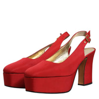 Dolce & Gabbana Red Platform Slingback Heels Sandals Shoes