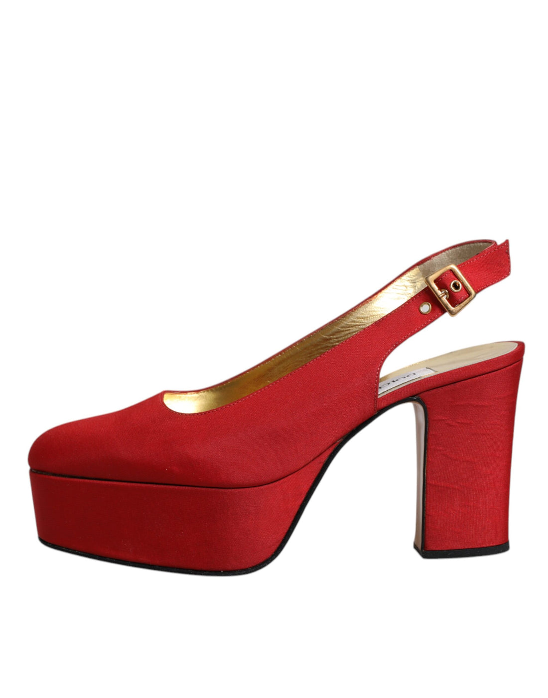 Dolce & Gabbana Red Platform Slingback Heels Sandals Shoes