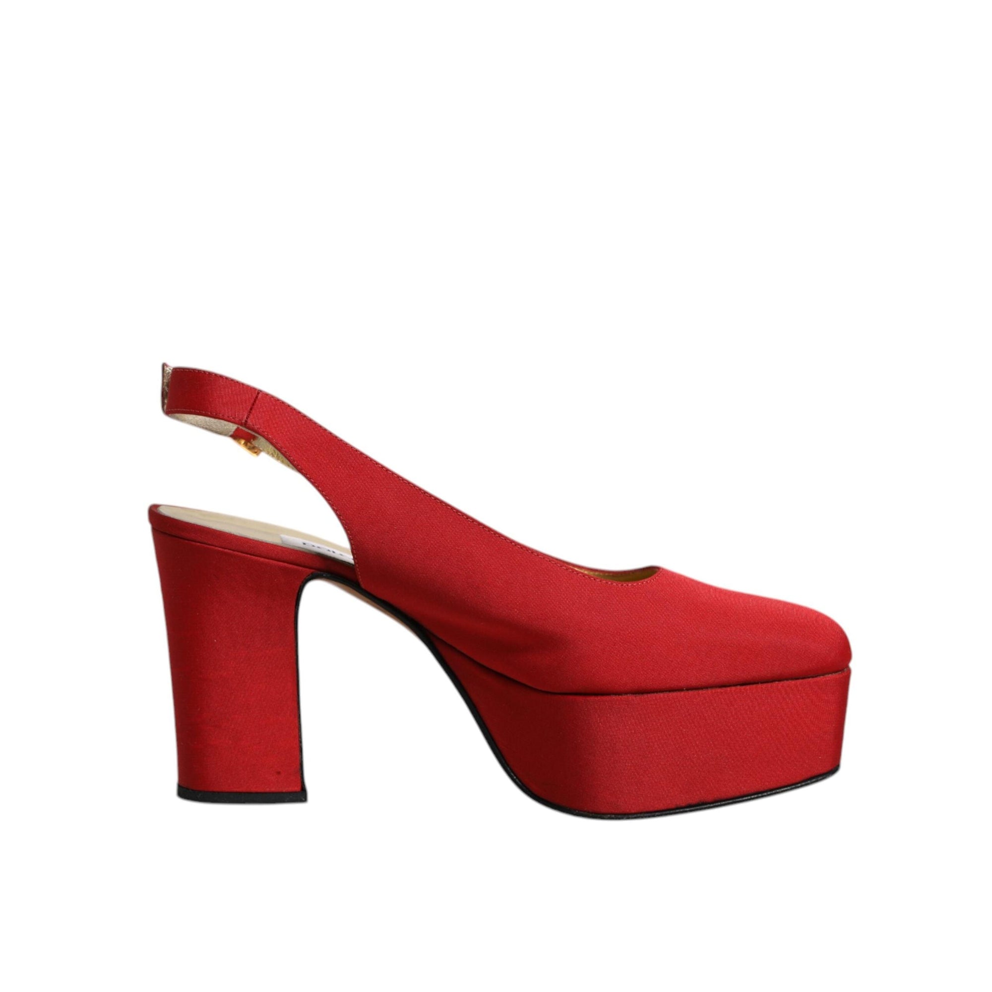 Dolce &amp; Gabbana Red Platform Slingback Heels Sandals Shoes