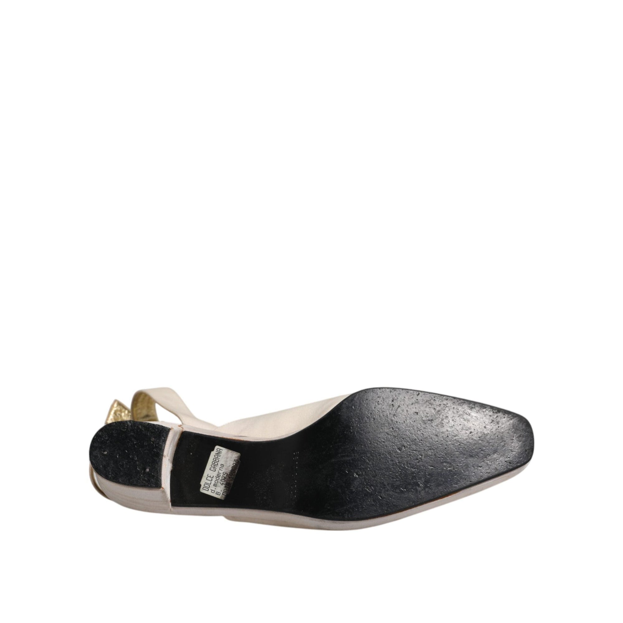Dolce &amp; Gabbana Off White Block Heels Slingback Sandals Shoes