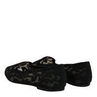 Dolce & Gabbana Black Taormina Lace Slip On Flats Shoes