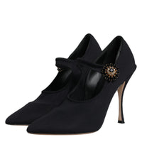 Dolce & Gabbana Black Mary Jane Stretch Crystal Pumps Shoes