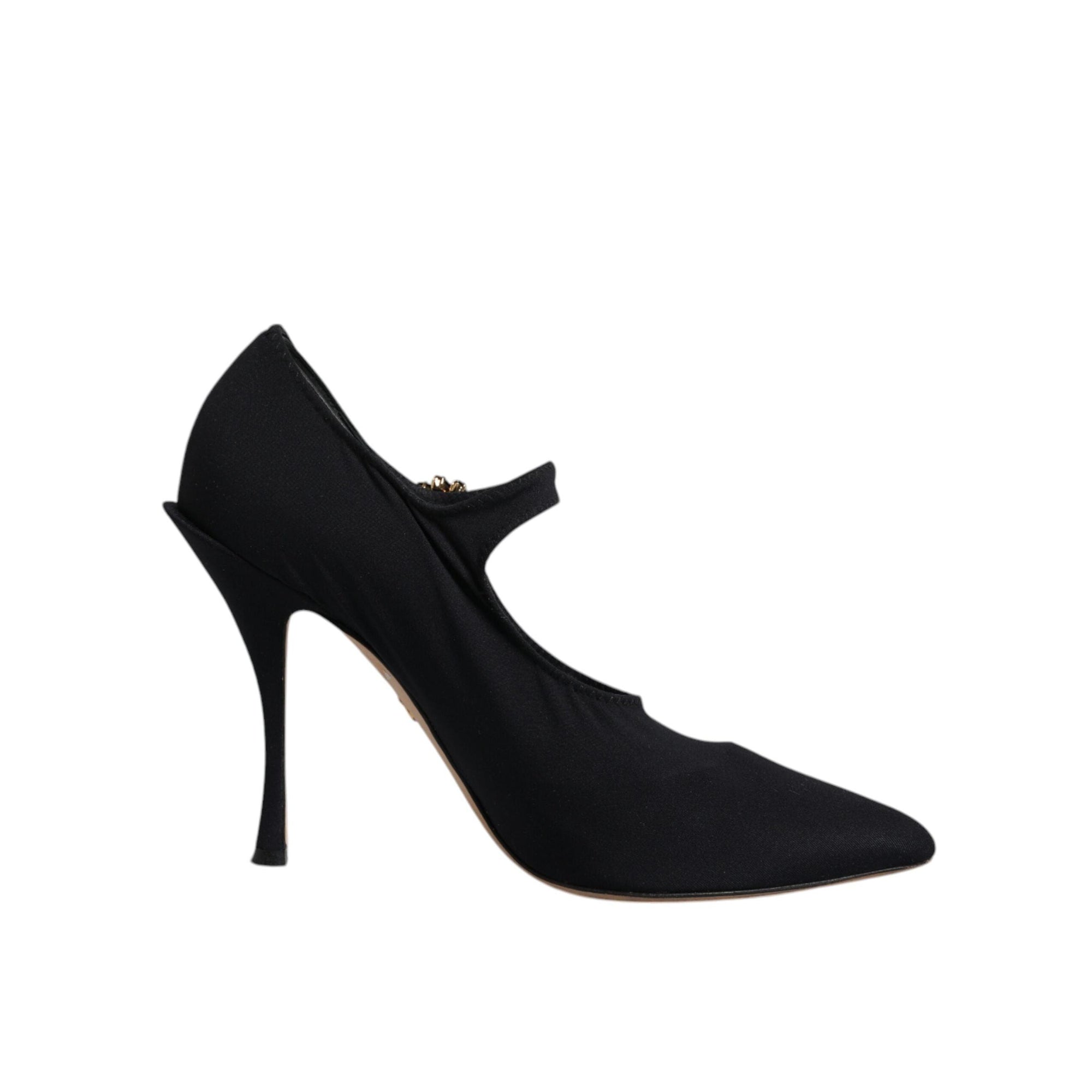 Dolce &amp; Gabbana Black Mary Jane Stretch Crystal Pumps Shoes