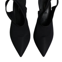 Dolce & Gabbana Black Jersey Stretch Heels Slingback Shoes