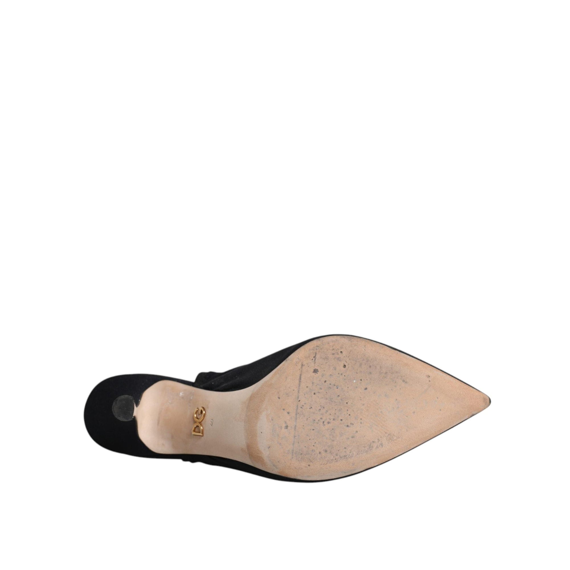 Dolce &amp; Gabbana Black Jersey Stretch Heels Slingback Shoes