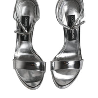 Dolce & Gabbana Silver Leather Platform Keira Sandals Shoes