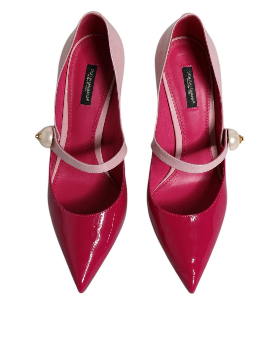 Dolce & Gabbana Two Tone Pink Leather Mary Jane Heels Pumps Shoes