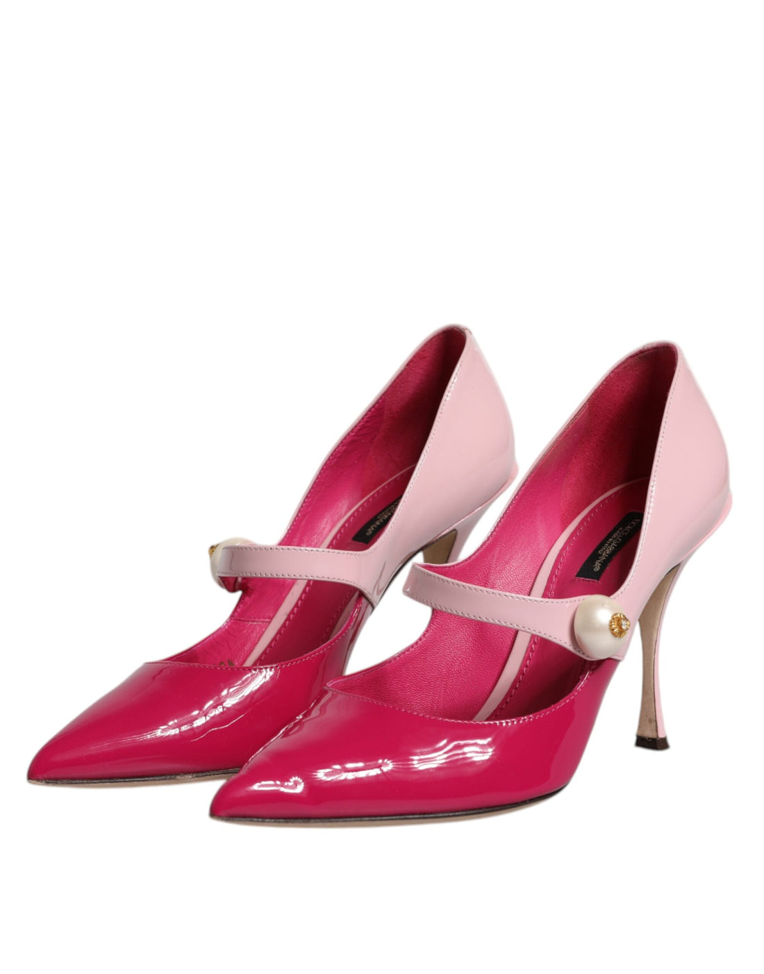 Dolce & Gabbana Two Tone Pink Leather Mary Jane Heels Pumps Shoes