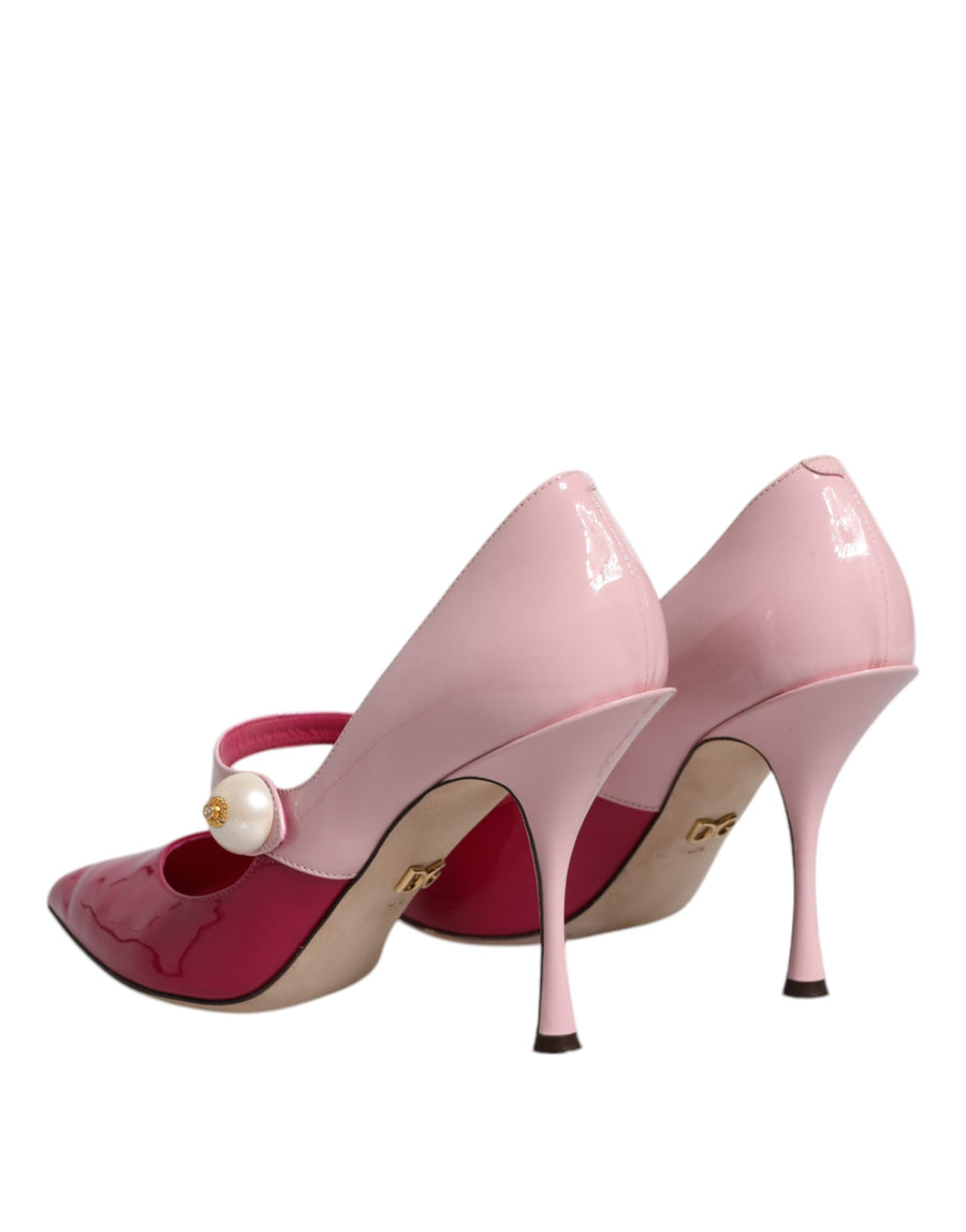 Dolce & Gabbana Two Tone Pink Leather Mary Jane Heels Pumps Shoes