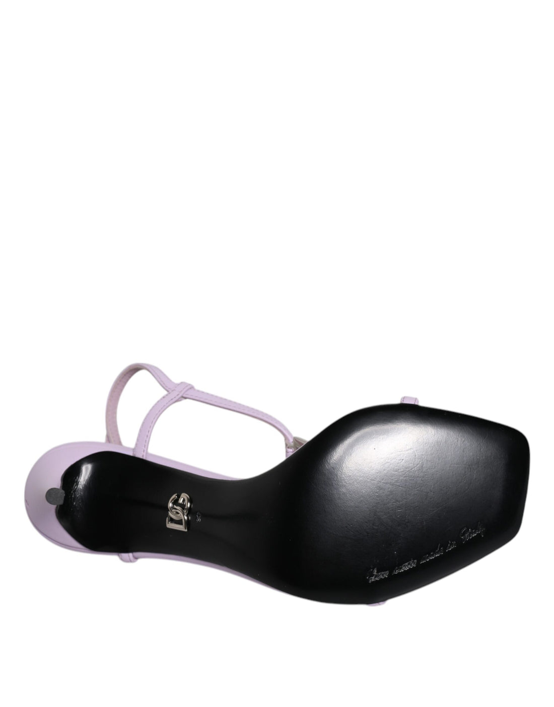 Dolce & Gabbana Lilac Leather Logo Ankle Strap Heels Sandals Shoes