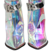 Dolce & Gabbana Silver Iridescent Pointed Short Boots Shoes