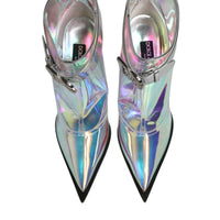 Dolce & Gabbana Silver Iridescent Pointed Short Boots Shoes