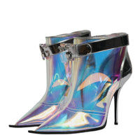 Dolce & Gabbana Silver Iridescent Pointed Short Boots Shoes