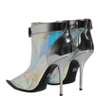 Dolce & Gabbana Silver Iridescent Pointed Short Boots Shoes