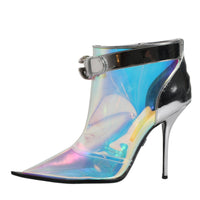 Dolce & Gabbana Silver Iridescent Pointed Short Boots Shoes