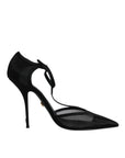 Dolce & Gabbana Black Mesh T-strap Stiletto High Heels Shoes