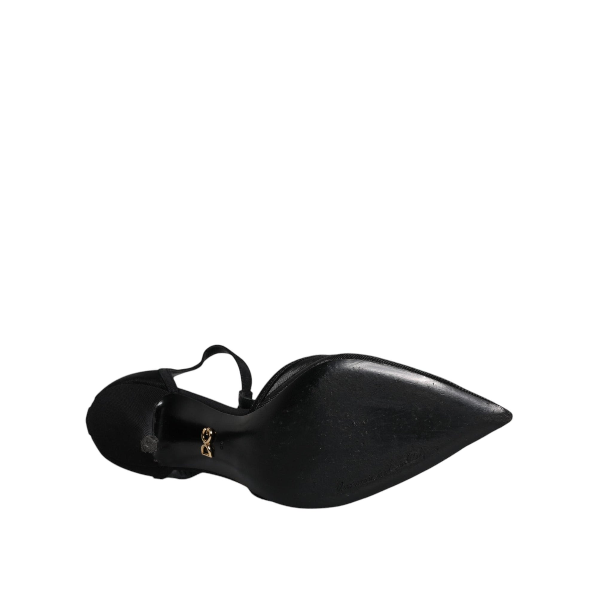 Dolce &amp; Gabbana Black Mesh T-strap Stiletto High Heels Shoes