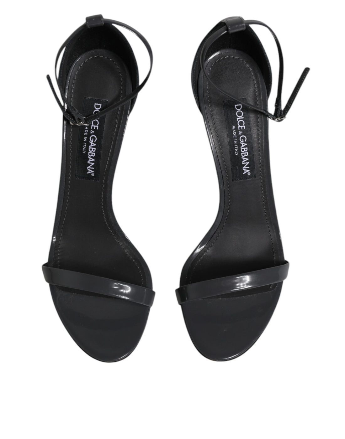 Dolce & Gabbana Grey Leather Ankle Strap Heel Sandals Shoes