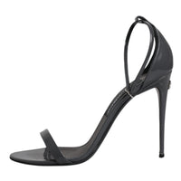 Dolce & Gabbana Grey Leather Ankle Strap Heel Sandals Shoes